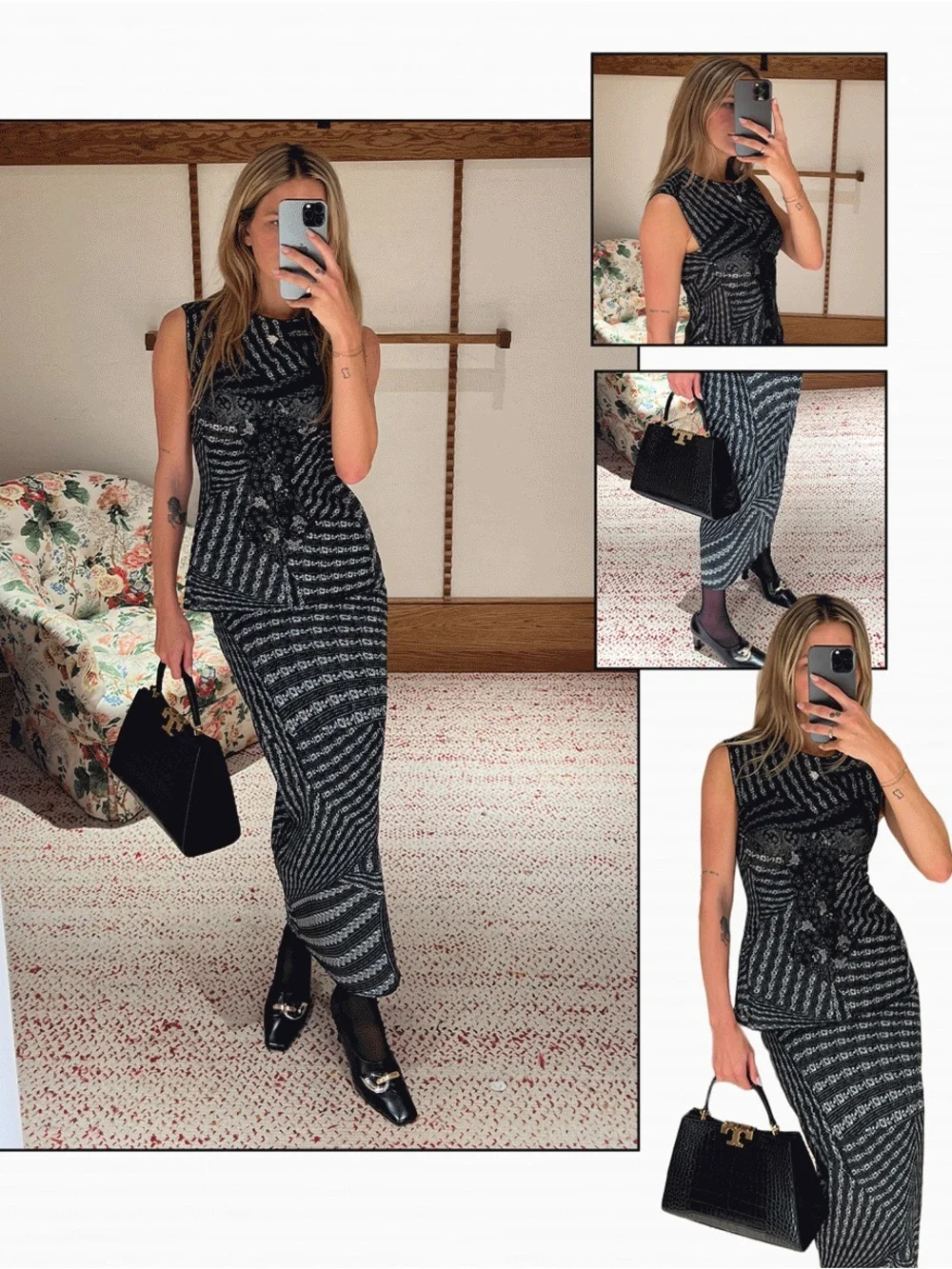 NWT $2330 Tory Burch Printed Mesh Skirt